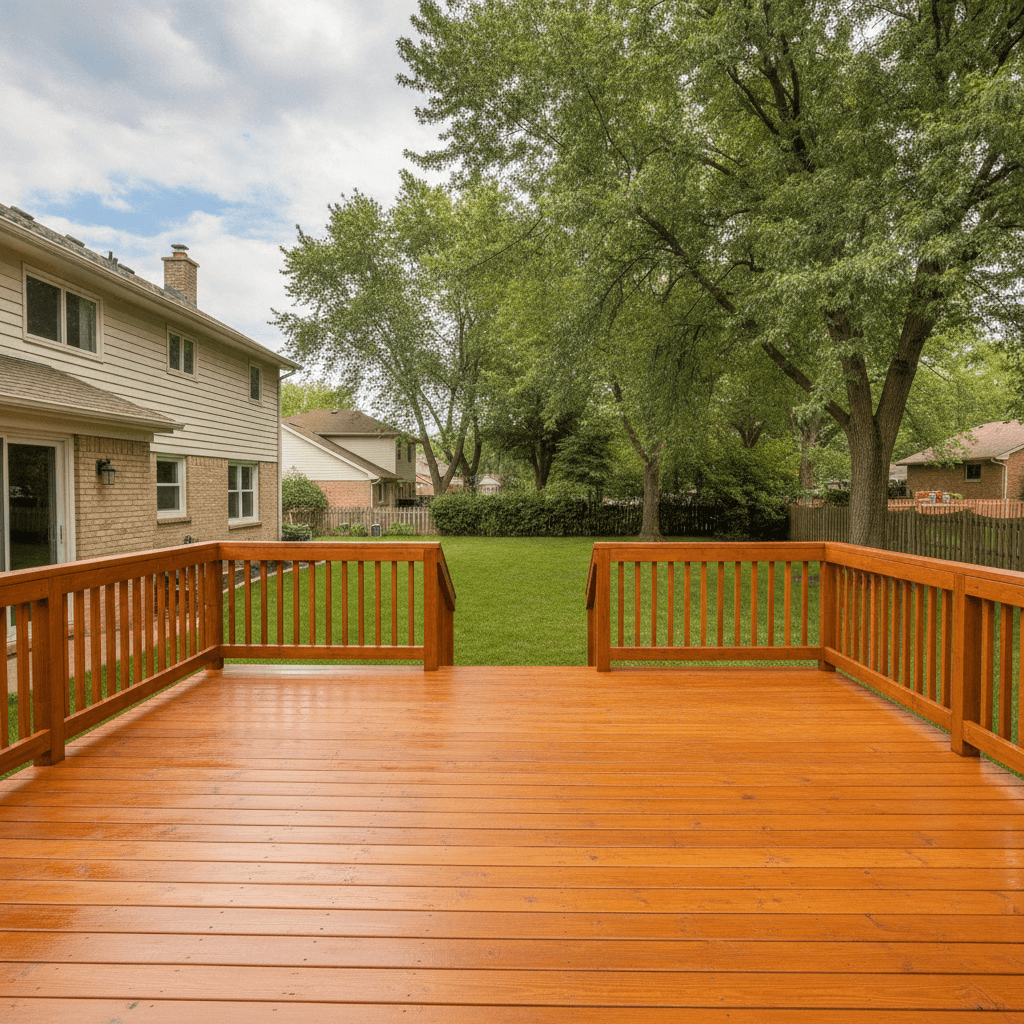 Stained cedar deck in Barrington